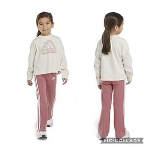Girls Adidas Long Sleeve top & Flare pants set
